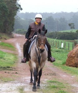 Jill Pickering riding a WA Brumby